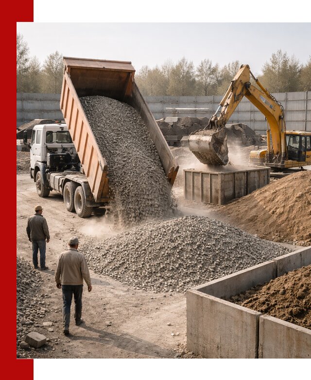 Доставка нерудных материалов с погрузкой и разгрузкой в Подольске