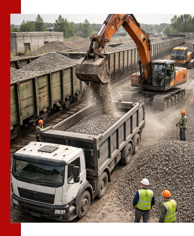 Железнодорожный щебень фракция 25–60 для поставок в Подольске