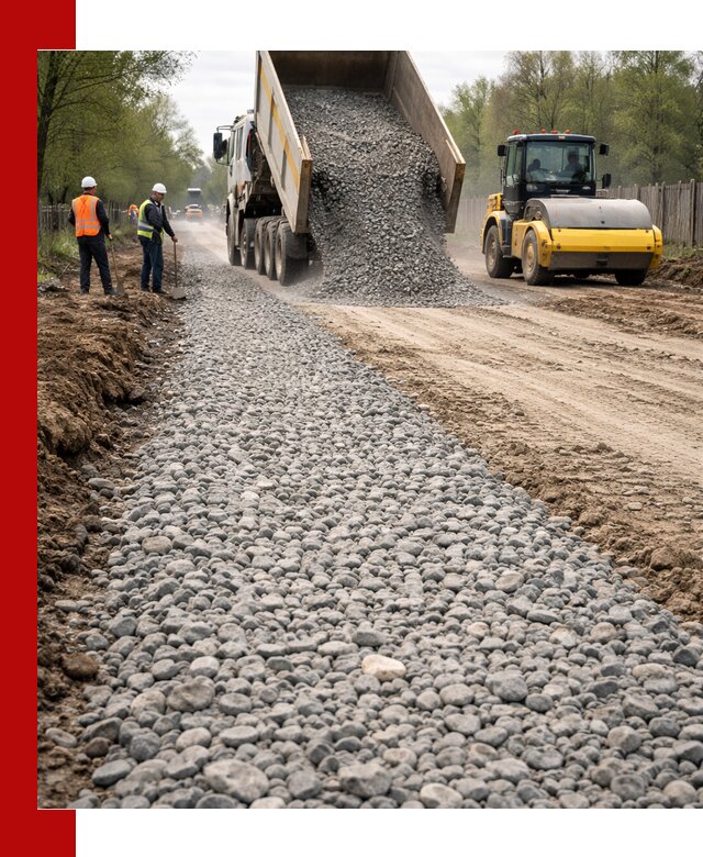 Доставка щебня для отсыпки дорог в Подольске высокого качества