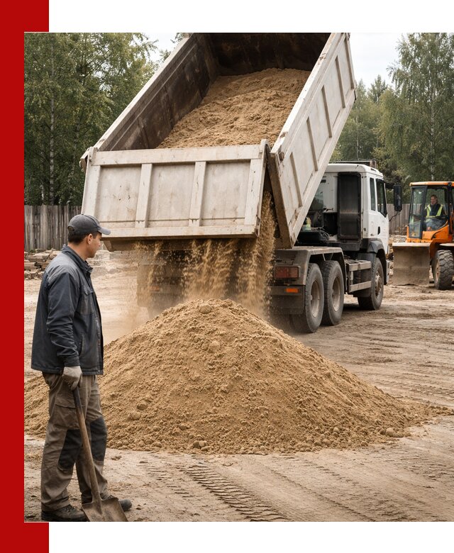 Доставка и продажа песка с разгрузкой в Подольске