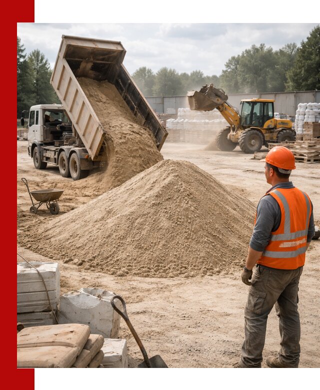 Доставка строительного песка с самосвалом в Подольске
