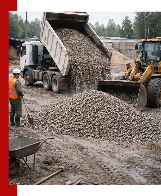 Мытый гравий с доставкой в Подольске от карьера до участка