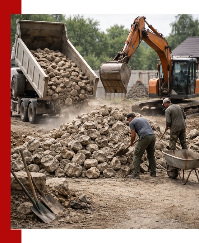 Доставка и разгрузка бутового камня в Подольске