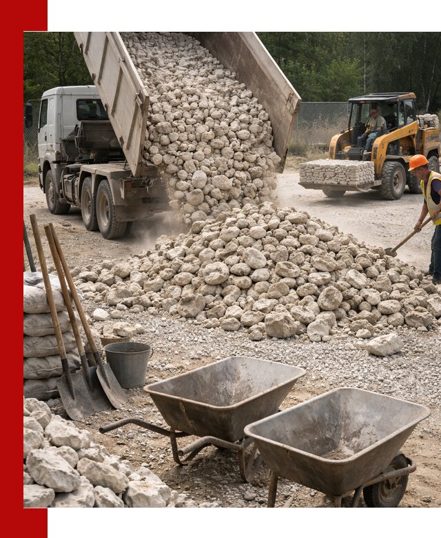 Доставка и продажа бутового известнякового камня в Подольске