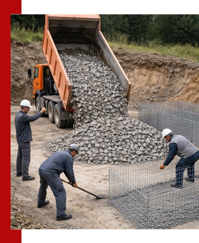 Камень для габионов с доставкой в Подольске быстро и надёжно