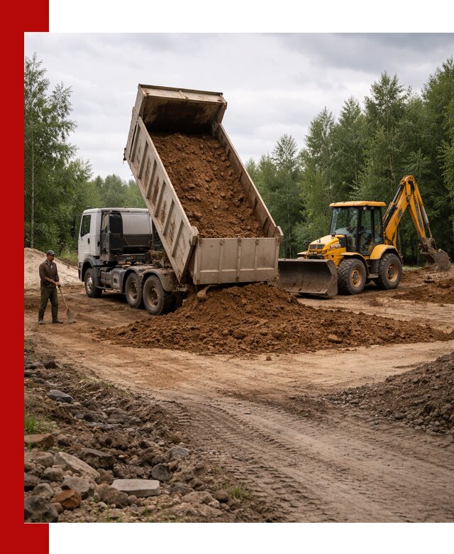 Доставка суглинка самосвалами в Подольске подсыпка и планировка