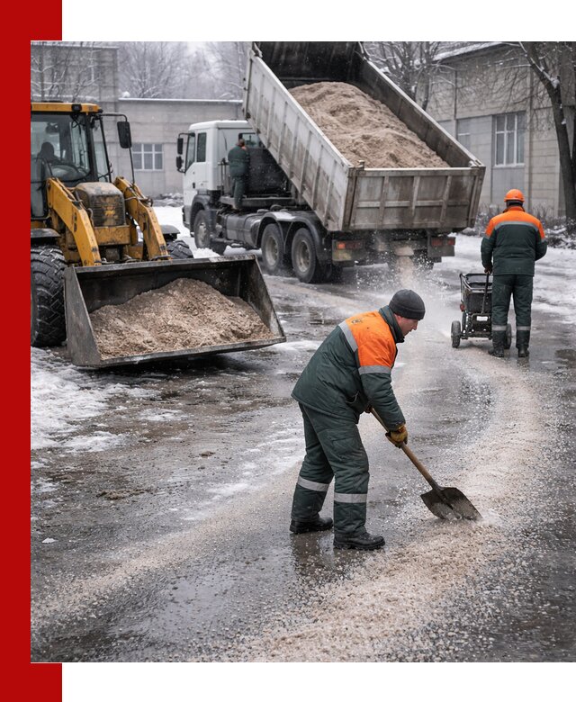 Реагент против гололеда с доставкой и нанесением в Подольске