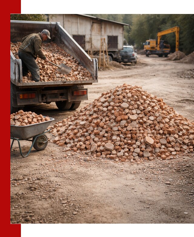 Доставка и подушка из боя кирпича с разгрузкой в Подольске