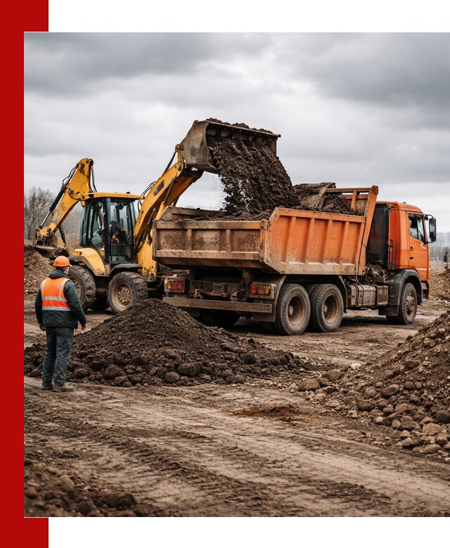 Вывоз грунта и строительного мусора в Подольске грузовыми самосвалами