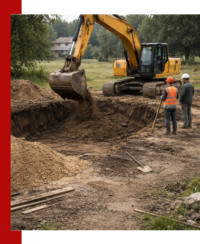 Рытье котлована под фундамент в Подольске (быстро и недорого)